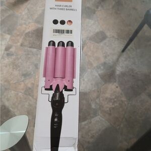 Pink Hair Curler with Three Barrels